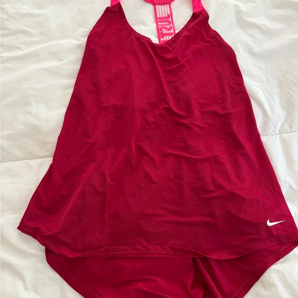 Nike Women's Fuchsia Racerback Active Tank with Built-In Shelf Bra